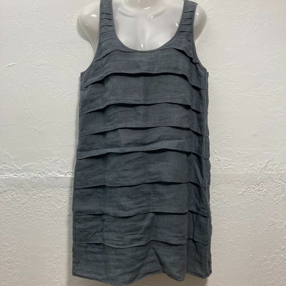 Island Company 100% Linen Deko Dress Layers Langenlook Lined Resort Gray L